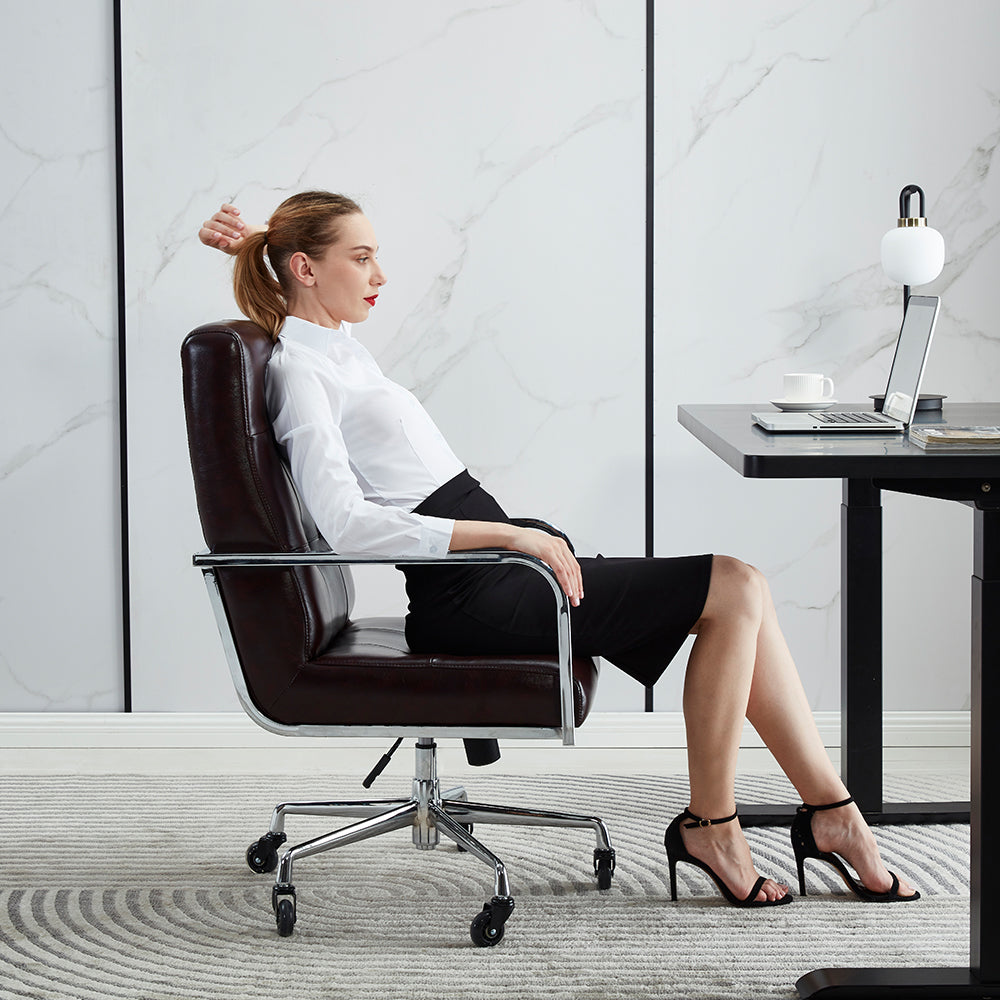 Boston Swivel Desk Chair Eco Leather With Caster Wheels
