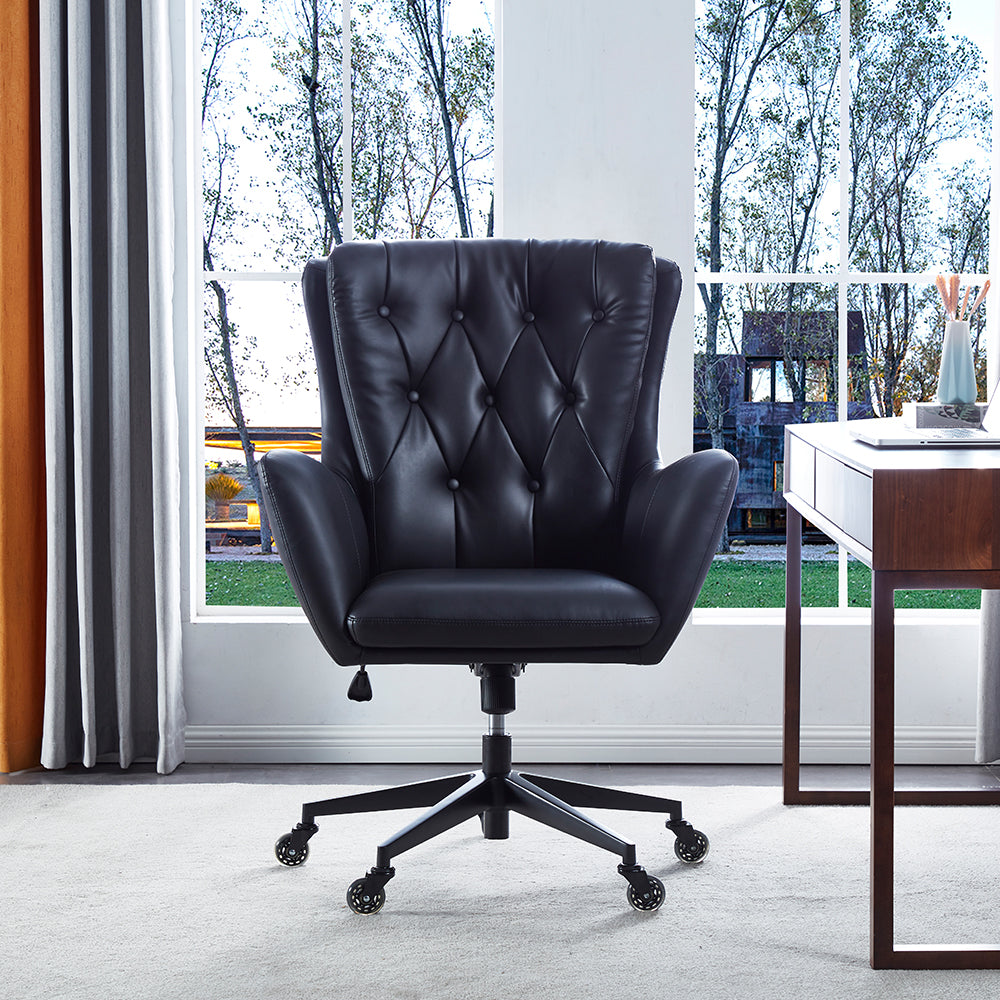Houston Eco Leather Swivel Desk Chair With Caster Wheels