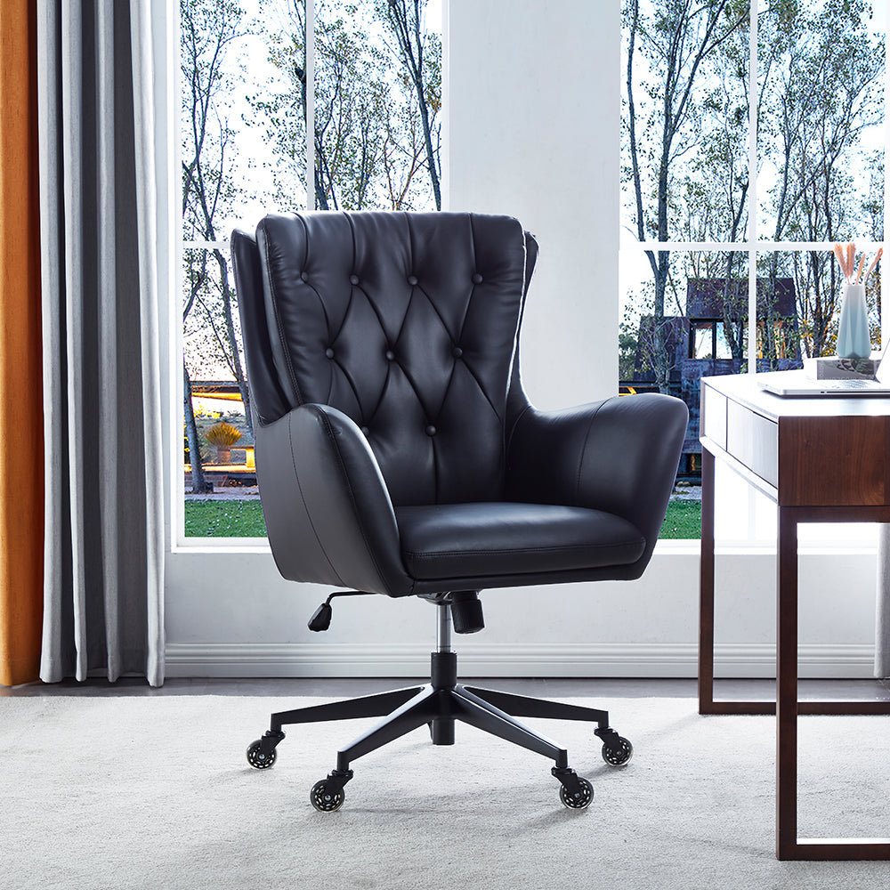 Houston Eco Leather Swivel Desk Chair With Caster Wheels