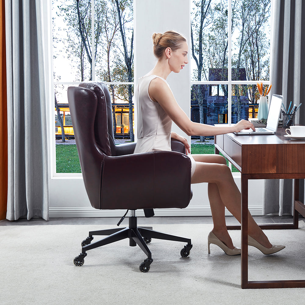 Washington Swivel Desk Chair Eco Leather With Caster Wheels